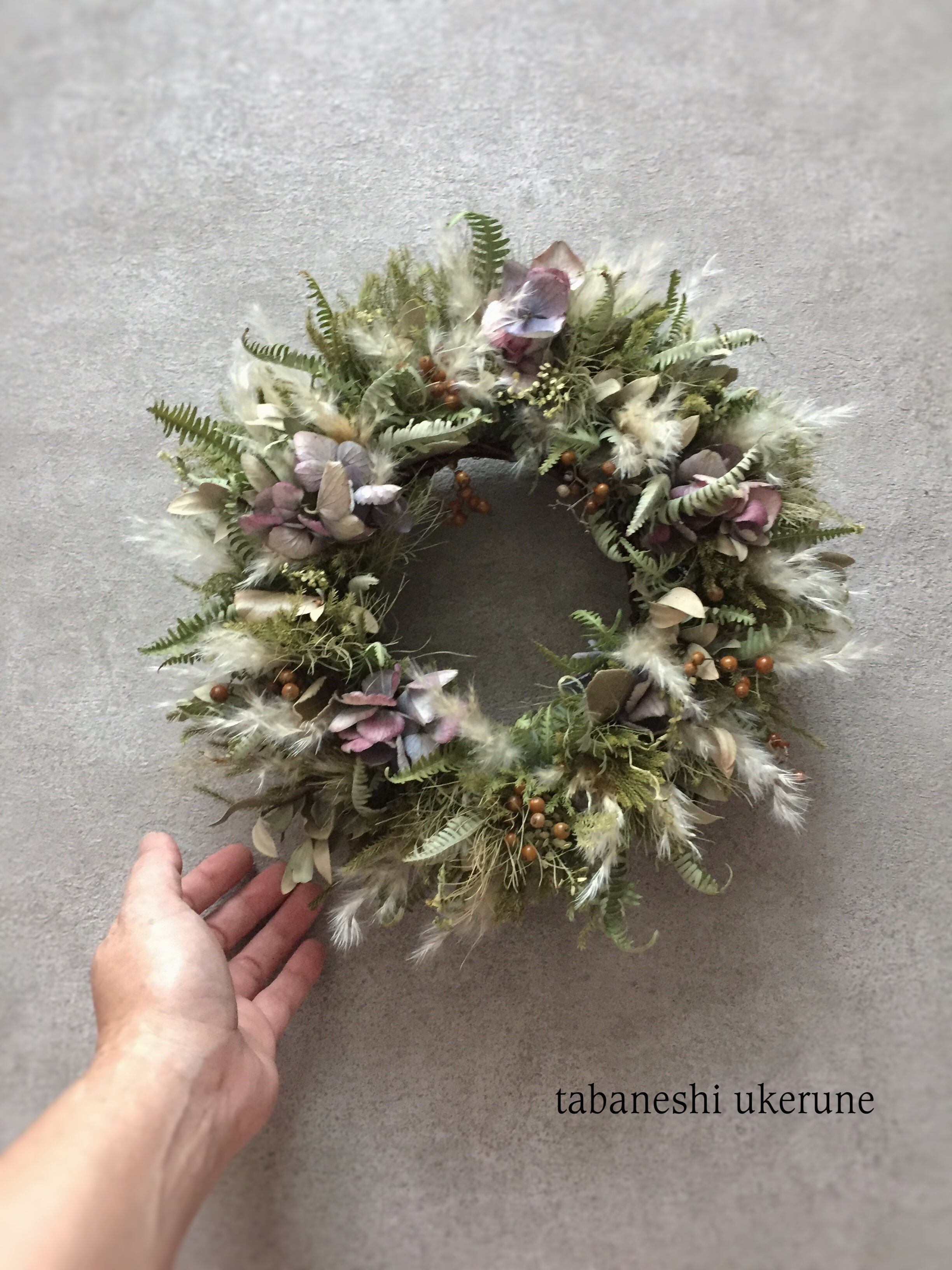 買い誠実 ドライフラワー 紫陽花 パンパスグラス リース 秋の葡萄畑 リース Autumn フラワー ガーデン