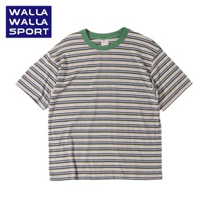 WALLA WALLA SPORT ワラワラスポーツ Tシャツ メンズ 半袖 S/S STRIPE TEE ショートスリーブ ストライプTシャツ 春夏 ボーダー カジュアル コットン WW040064 H.GREY/NAVY