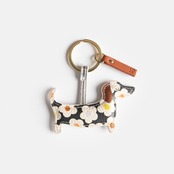 MULTI FLOWER CHARCOAL SAUSAGE DOG NOVELTY KEYRING_NOV159