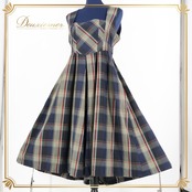 フォークダンス 衣装 ワンピース ドレス グリーン系 ロミマザー チェック柄 ノースリーブ レトロ カントリー Romi Mother 日本製 チロリアン 緑 紺 赤 白 落ち着いた色 かわいい 袖なし ネイビー系 レッド系 ホワイト系