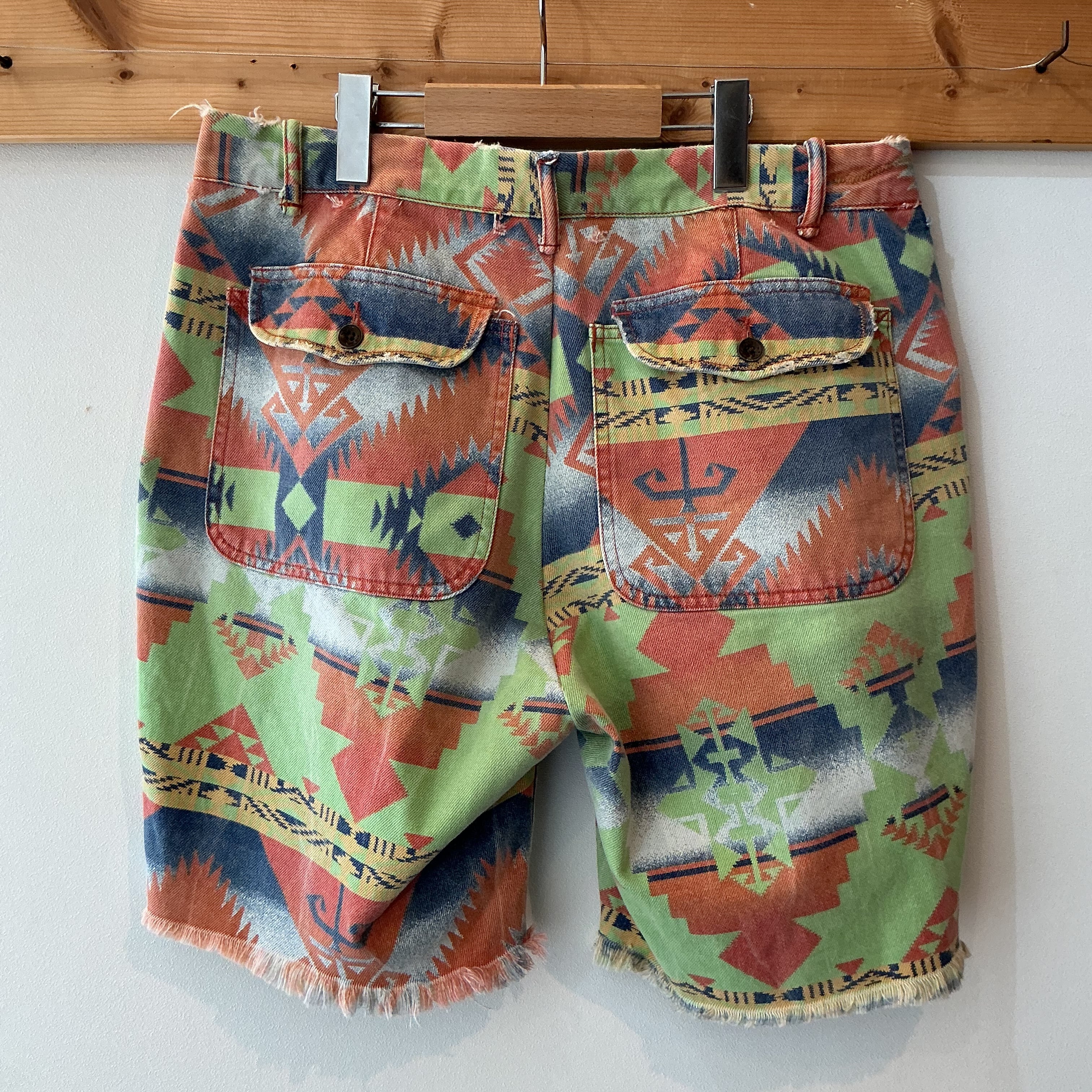 ラルフローレン　ネイティブ柄　ショートパンツ　ハーフパンツ　スウェット　レア Remodel】Polo Ralph Lauren ネイティブ柄 ショートパンツ メンズW42