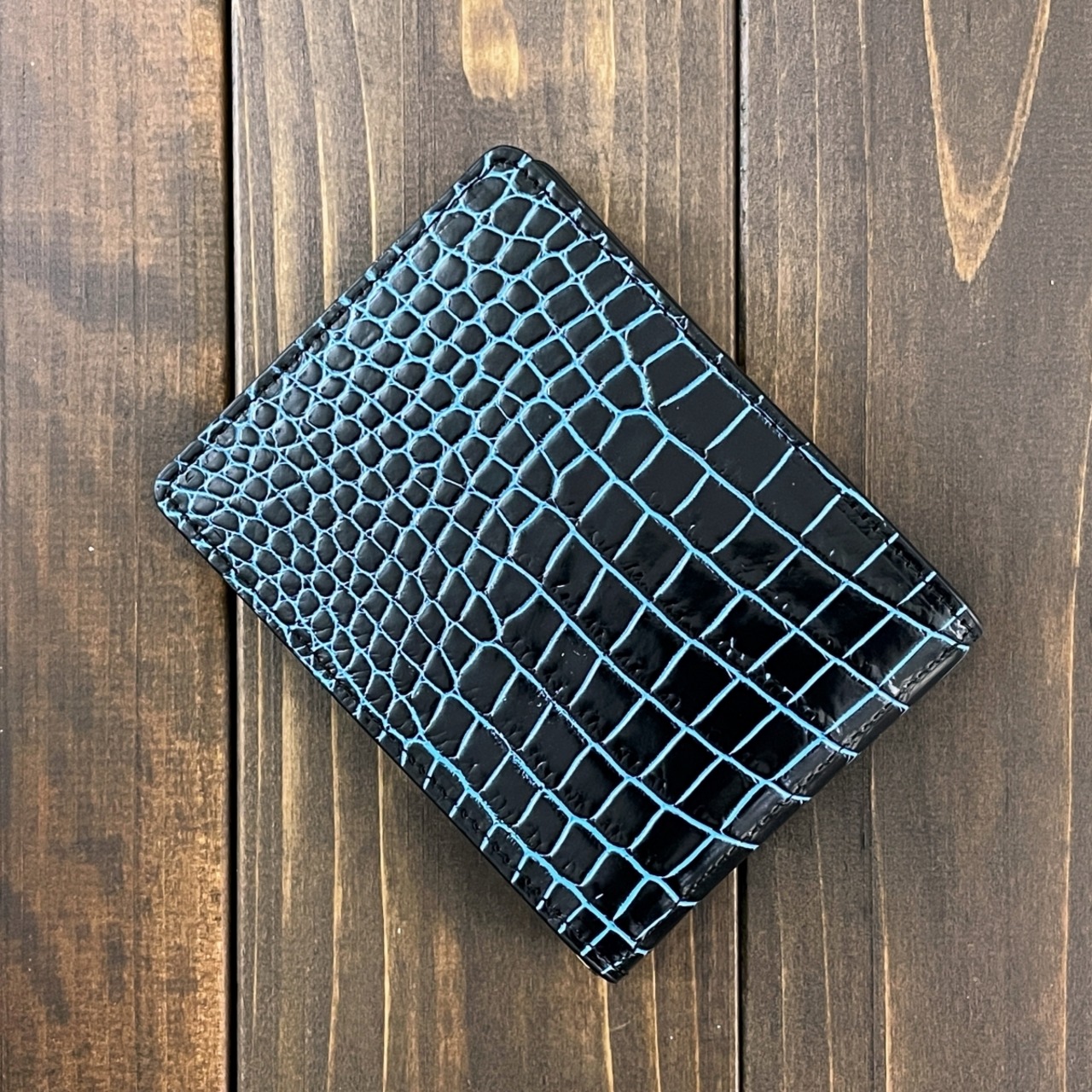 クロコダイル 目地染め 無双 マネークリップ ブルー