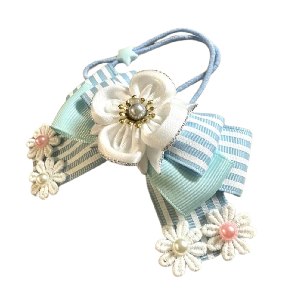 つまみ細工シングルリボン(ピンク)わんちゃん猫ちゃん用首輪 短毛