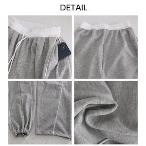 スウェット ワイド パンツ レディース 韓国 ストリート Y2K 配色 サイドライン バルーン トラック パンツ ウエストゴム ドローコード 体型カバー 脚長 高見え ダンス ライブ フェス [LS-CGP050]