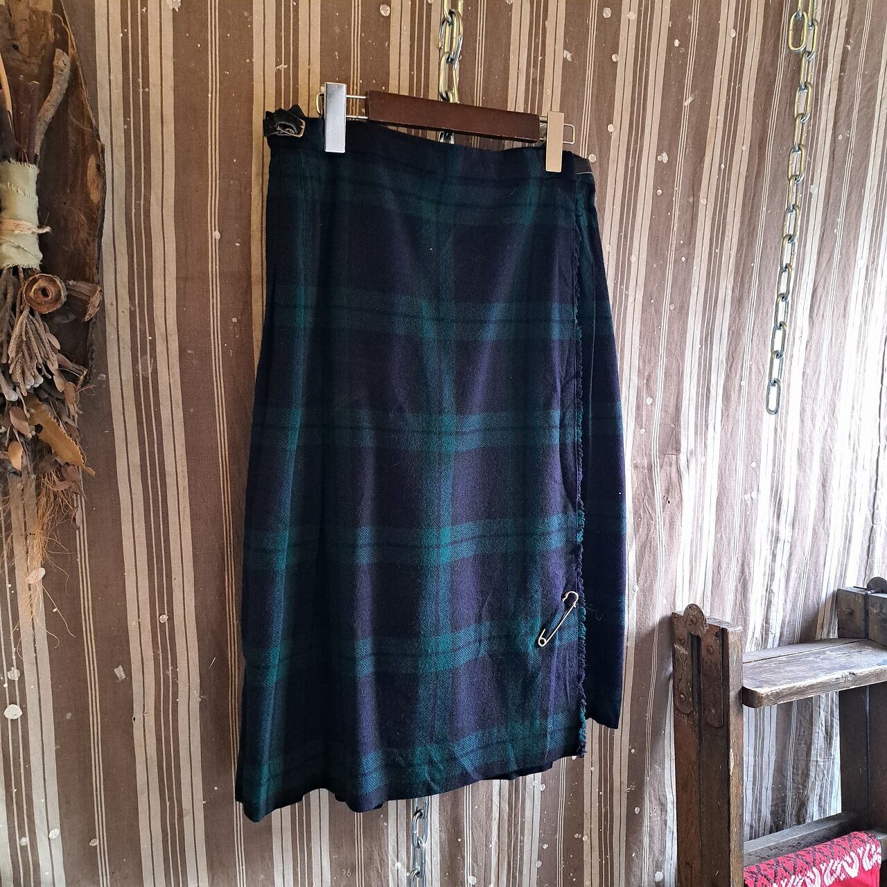 スコットランド製 ウールラップスカート used [501062] | VACFF