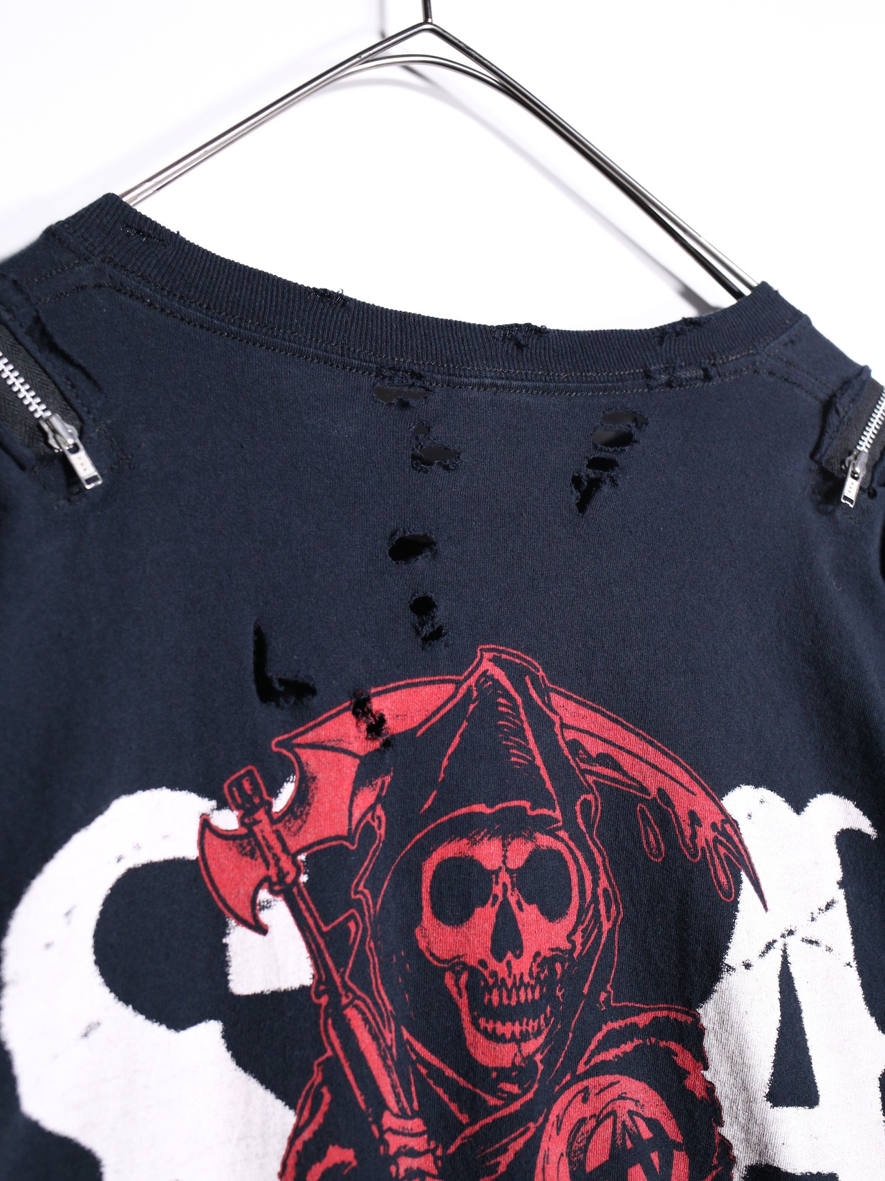 REMAKE / zip and boro custom punk l/s tee - 18
