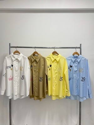 ロージー  Rosiee レタリング刺繍×プリントBIGシャツ