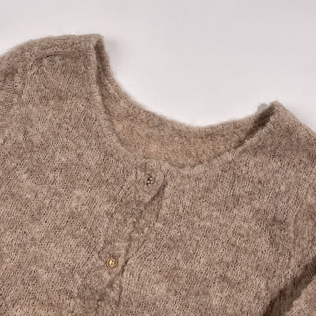 アルパカ混 Adam et Rope アダムエロペ 豪華ボタン シャギー ニット カーディガン 38/モカ系 レディース