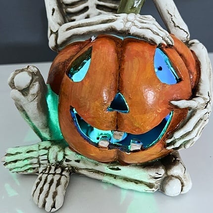 ガラス細工　ハロウィン　ミニチュア　かぼちゃオブジェ　クロネコ　コスプレ　骸骨