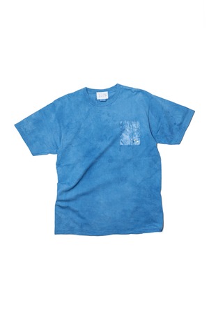 NO.1085　窓から見える花の藍染Tシャツ【XLサイズ】