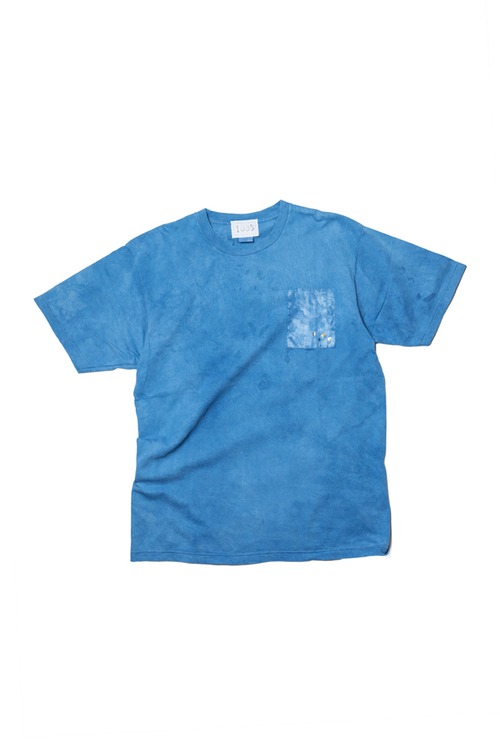 NO.1085　窓から見える花の藍染Tシャツ【XLサイズ】