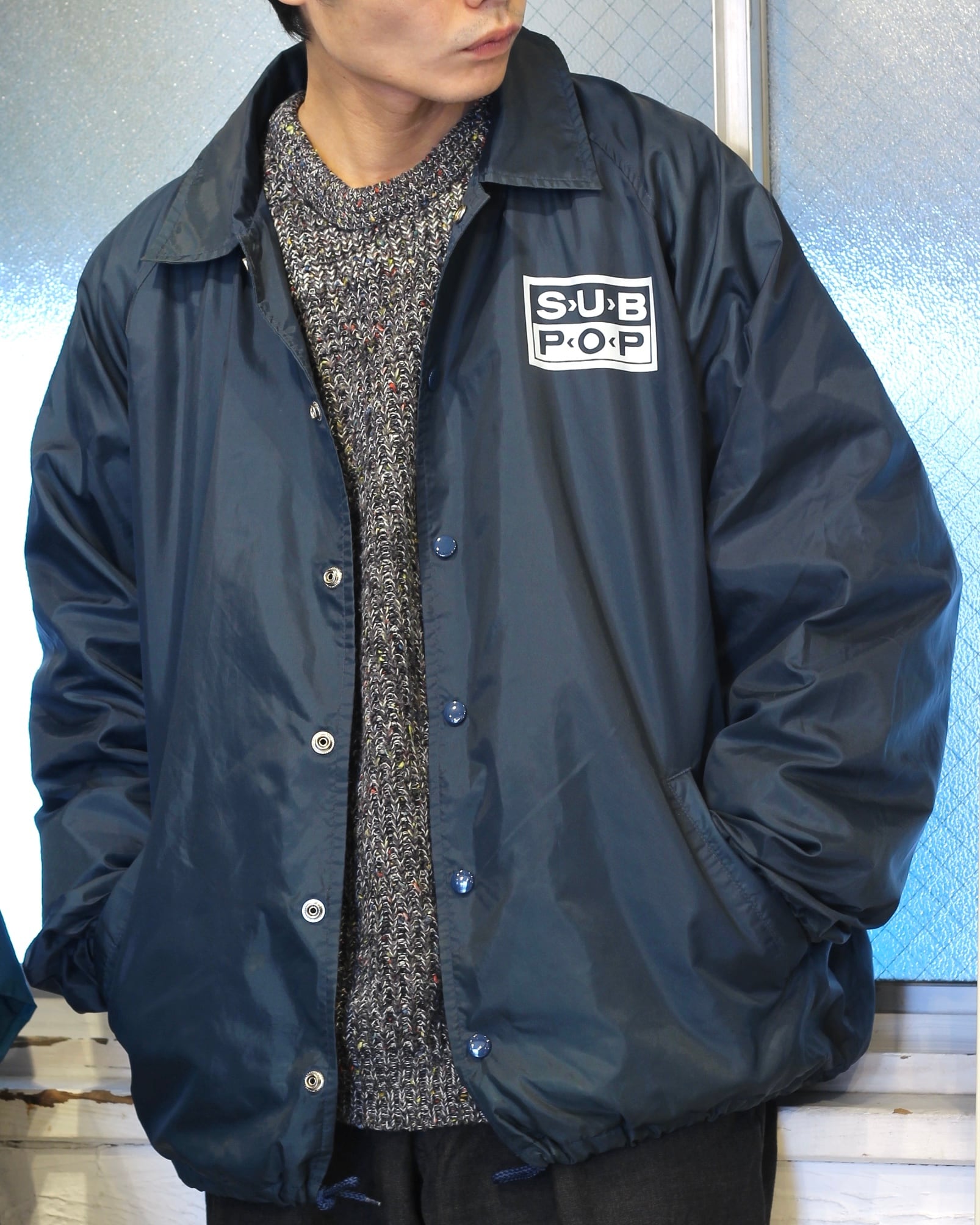 old cardinal SUB POP o/p&back print nylon coach jacket | Greenroom