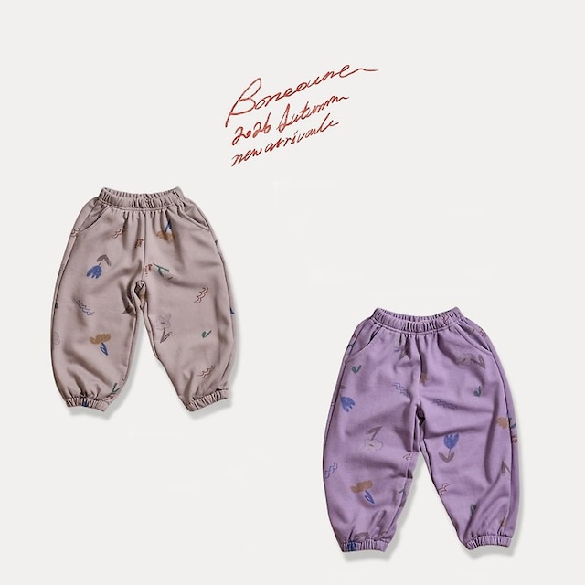 【取寄】boneoune|cello flower jogger pants|チェロフラワージョガーパンツ|XS-JL|kids&jr|26 autumn