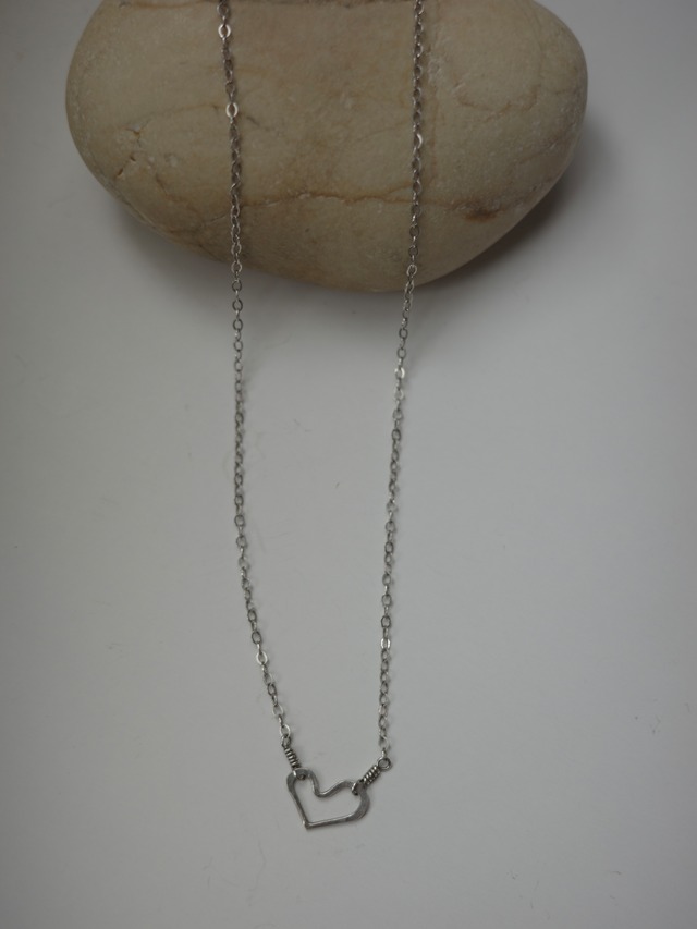 ＜vintage silver925>deformed heart necklae