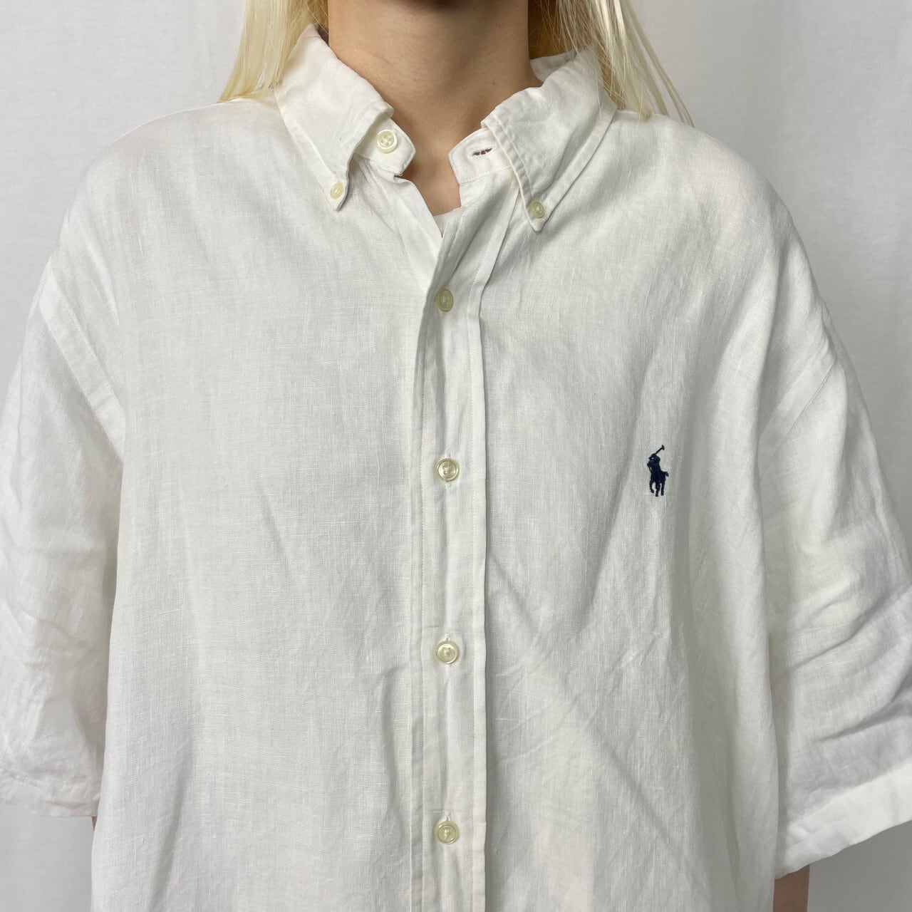 Ralph Lauren オールドラルフローレン リネン 半袖 ボタンダウンシャツ