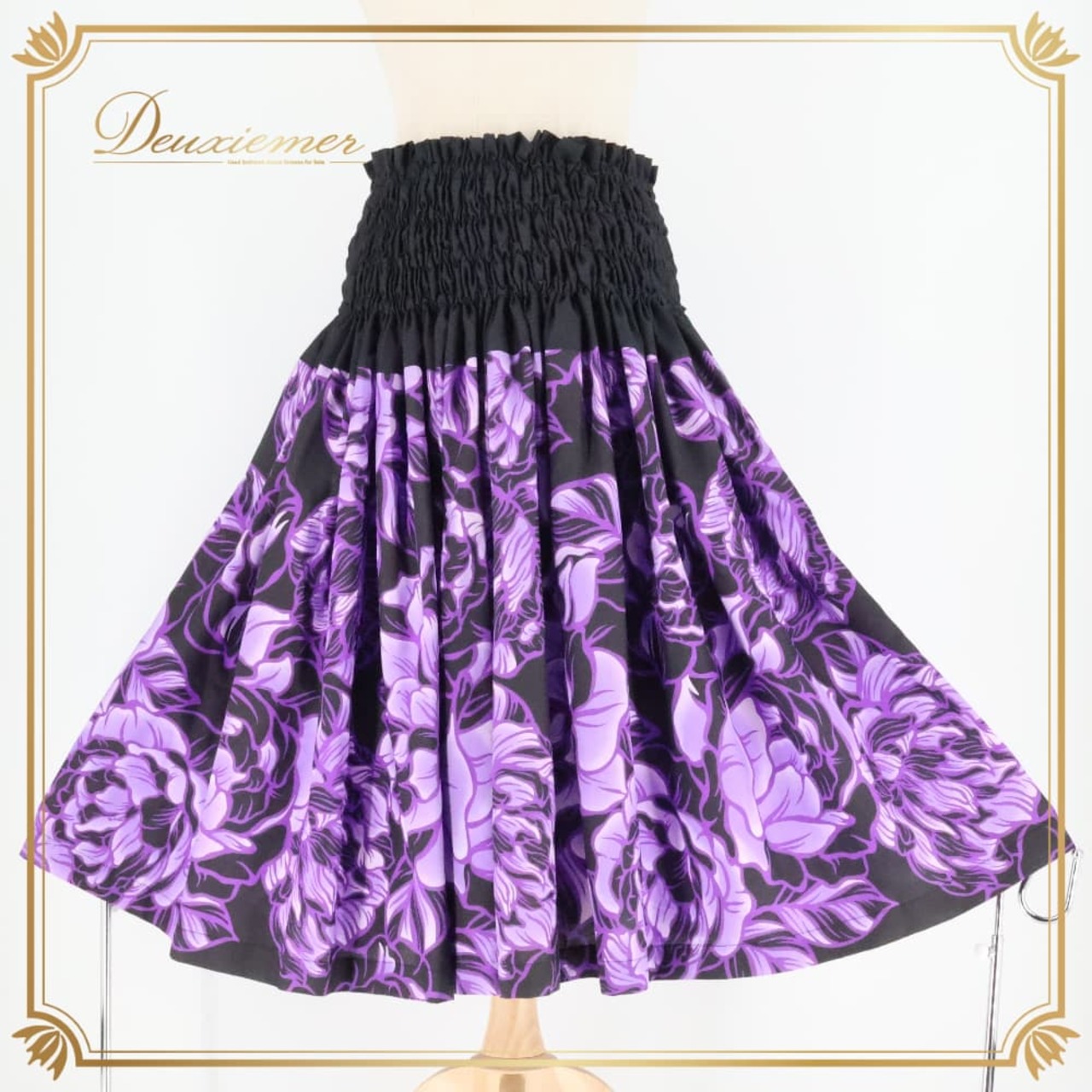 フラダンス 衣装 パウスカート ブラック系 パープル系 ツーカラー シングル シンプル きれい 上品 大人っぽい 華やか 鮮やか かわいい 黒 紫 ダンス衣装 ハワイアンダンス レディース ハワイアン アロハ ハワイアンプリント フラ ダンス レッスン 練習