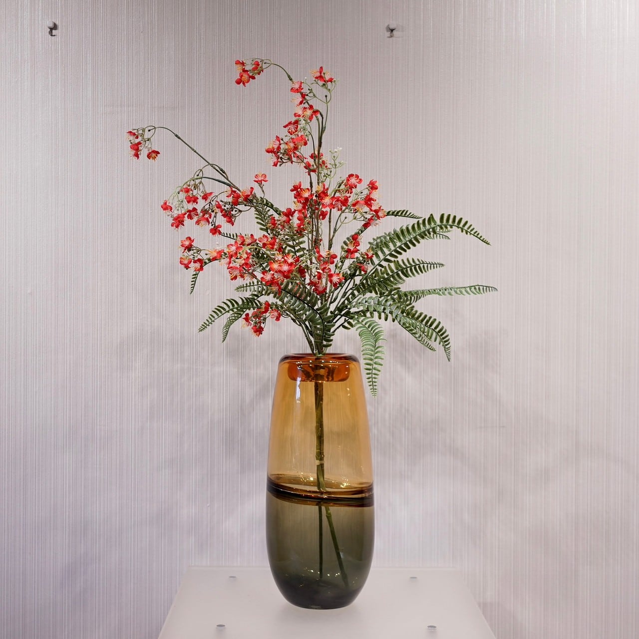 フラワーベース ガラス 花瓶 造花付き モダン 北欧 オブジェ-