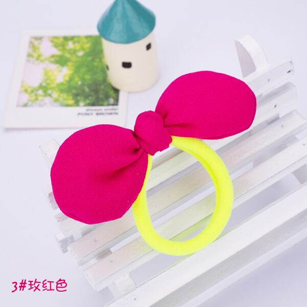 リボン ヘアゴム かわいい　キッズ ヘアアクセサリー 【ローズレッド】