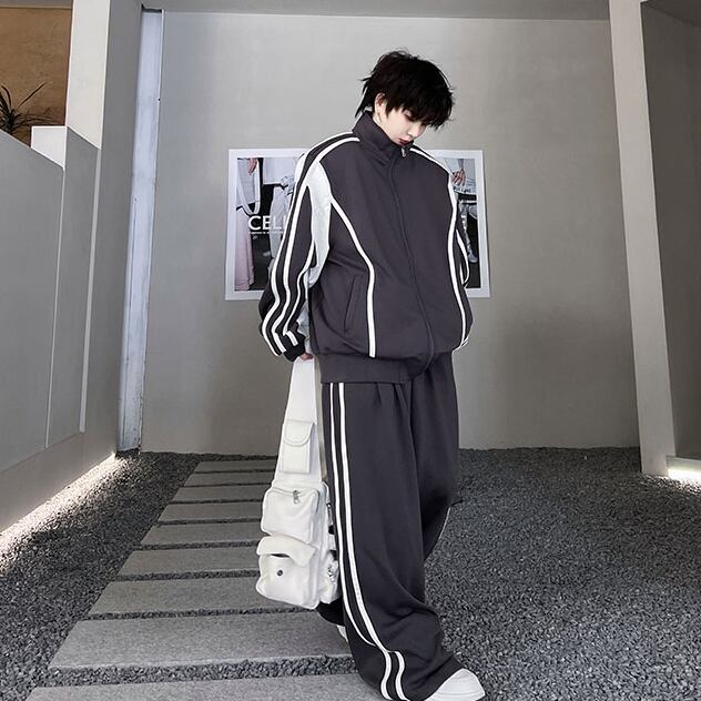 予約販売】メンズ セットアップ 上下 ジャージ スエット 長袖 無地