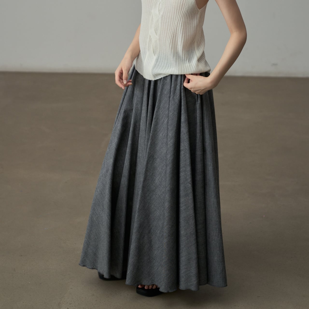 ドレープボリュームフレアロングスカート SK3446