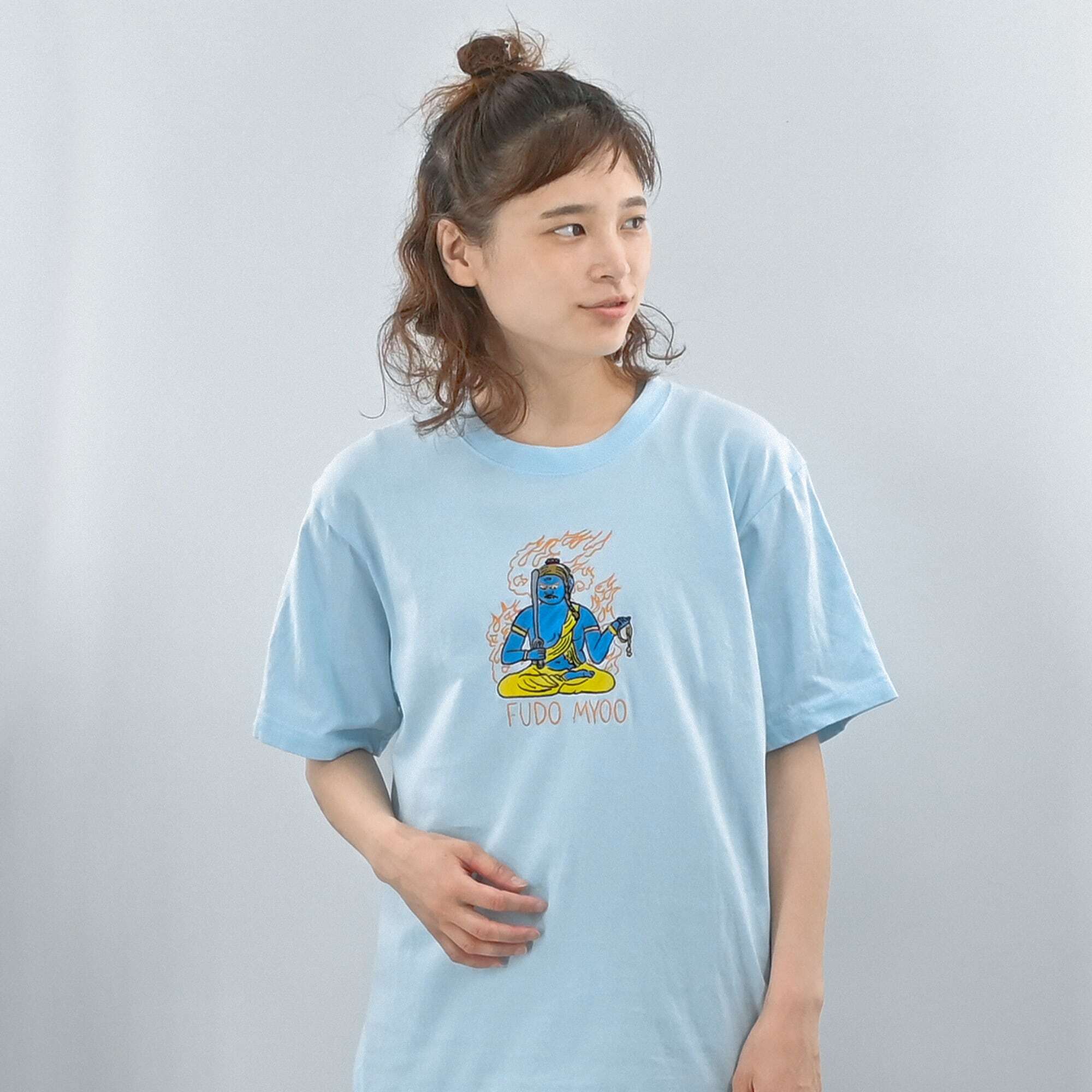 不動明王 Tシャツ (刺繍) 6.2oz ブラック/アイビーグリーン/ライト