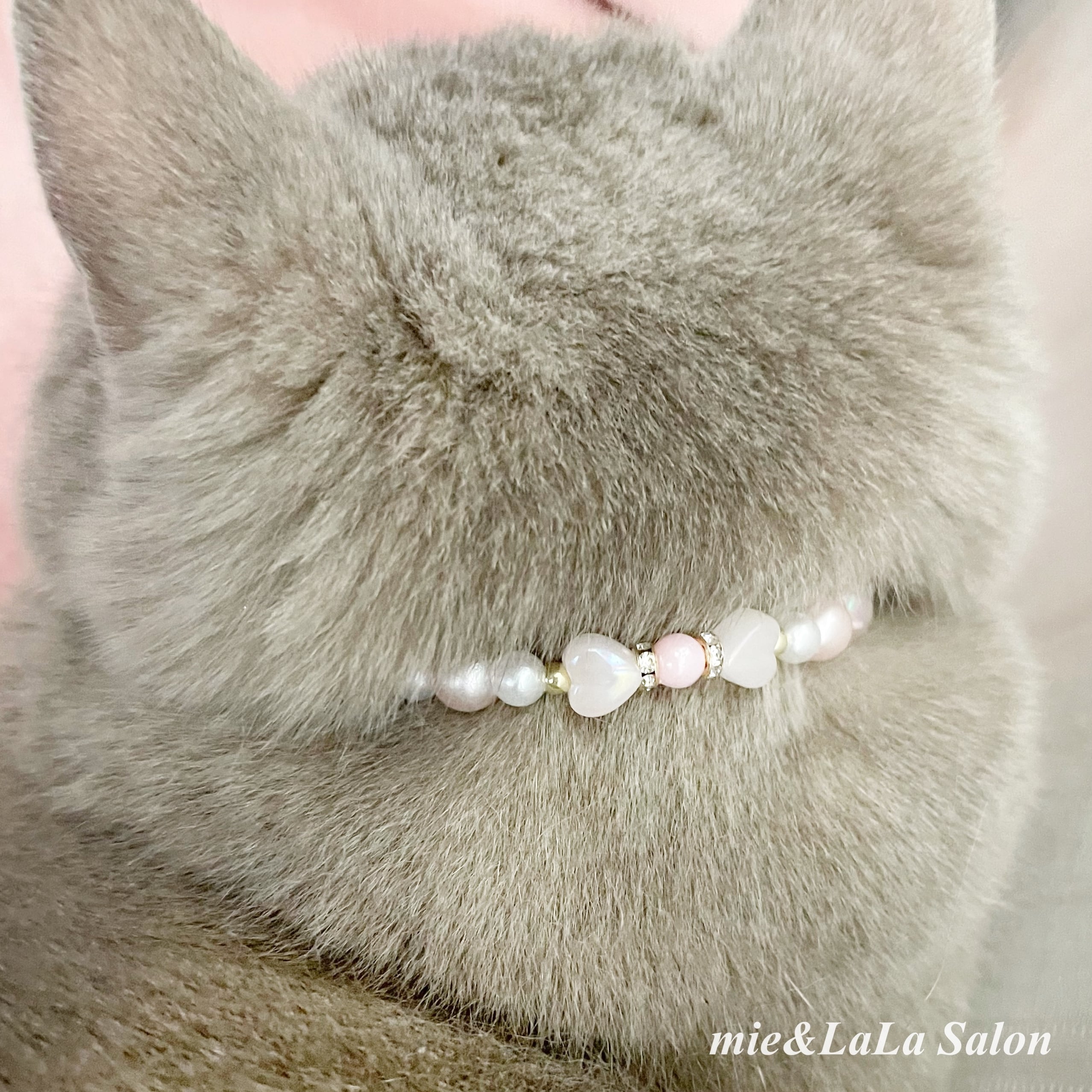 ピンクローズリボンネックレス(バックリボン付き) ペット用 犬 猫