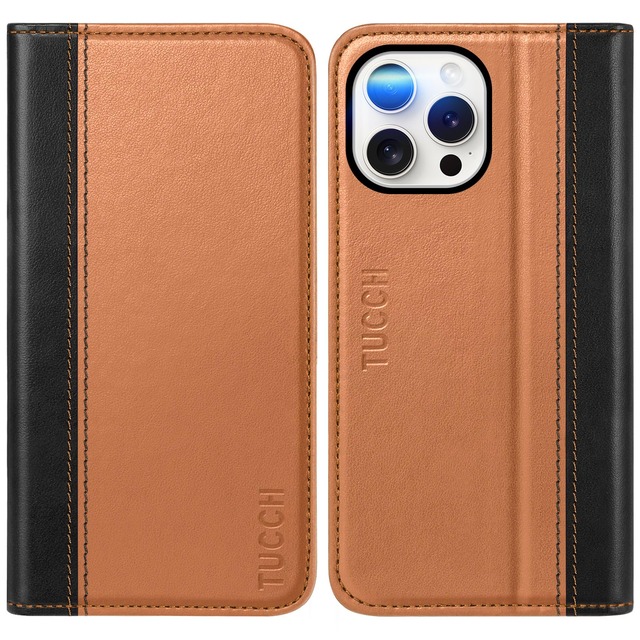 TUCCH iPhone 16Pro Max 対応 ケース 手帳型 2024年発売 6.9 インチ ブラック&ブラウン