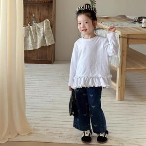 秋リボン柄フレアジンズ