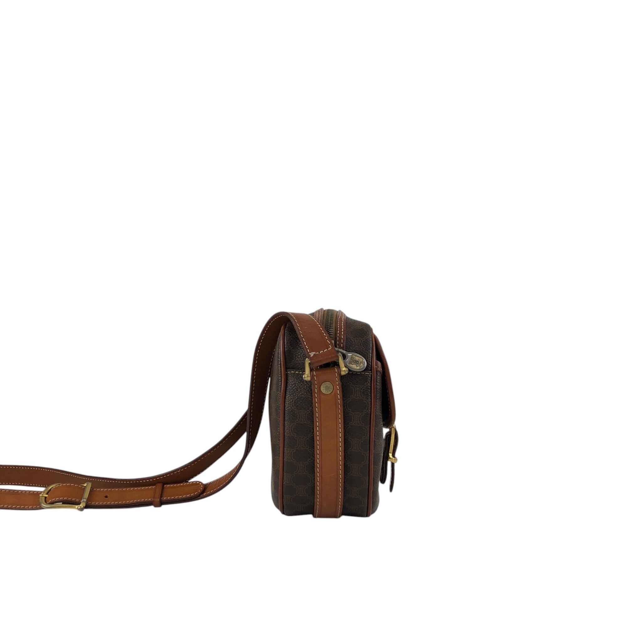 CELINE セリーヌ マカダム ショルダーバッグ ブラウン ブラゾン型押し