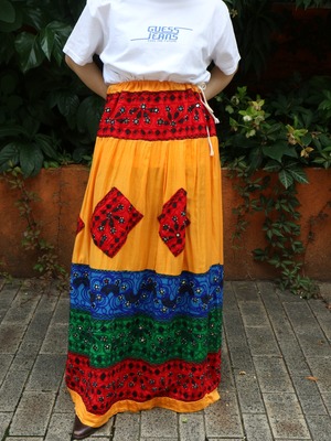 ethnic mirror work design skirt【6110】