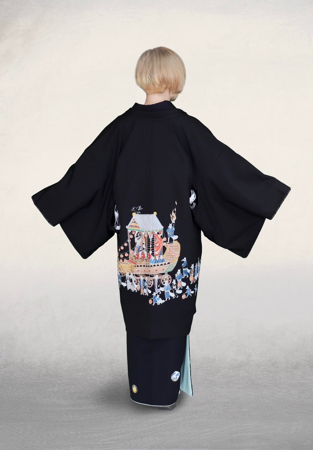 【受注品】some-pri 袷羽織「祭礼」黒