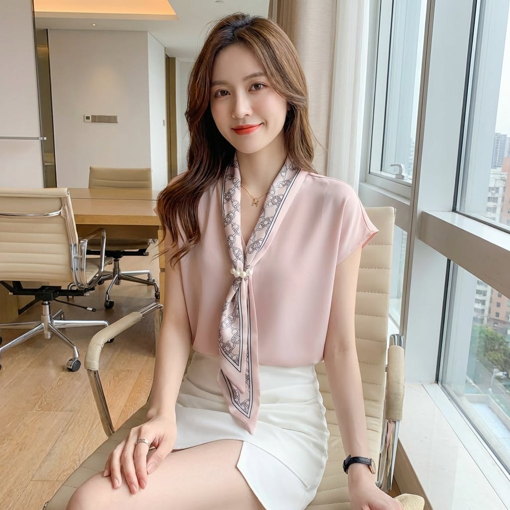 ノースリーブVネックシャツwithスカーフタイ(2color) A1035