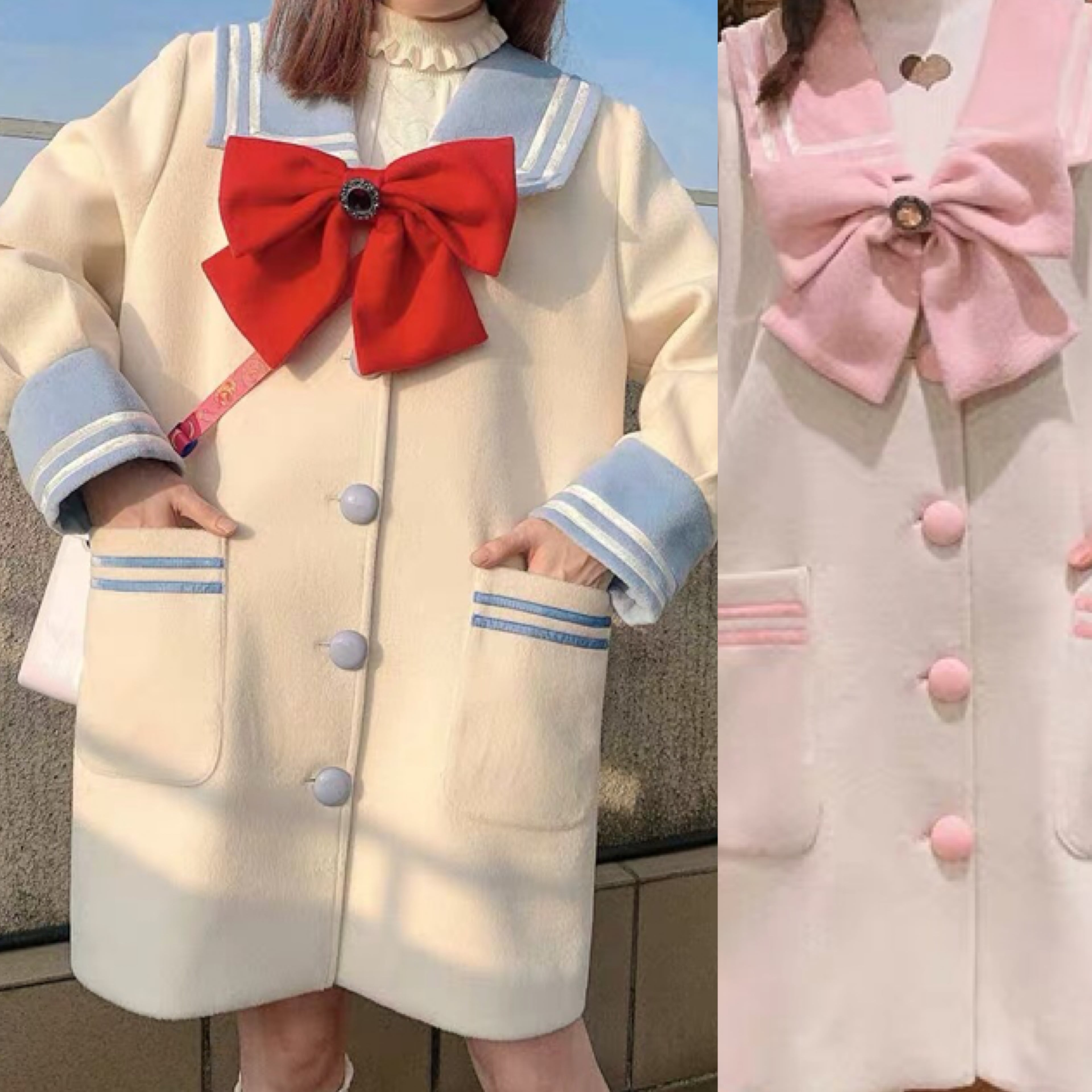 今週だけ販売】【2カラー】ガーリー 可愛い セーラー コート リボン