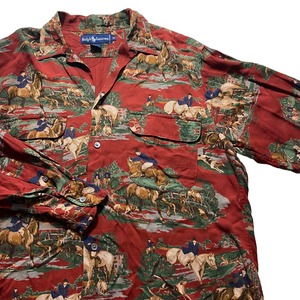 vintage RALPH LAUREN open collar rayon L/S shirt