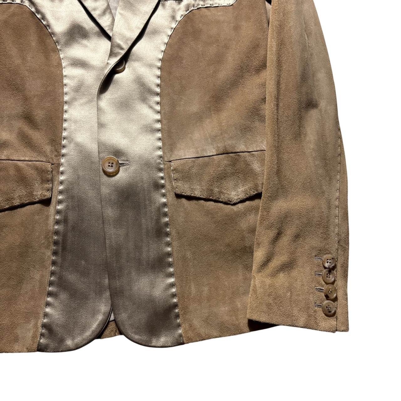 ERMANNO SCERVINO satin switching leather tailored jacket