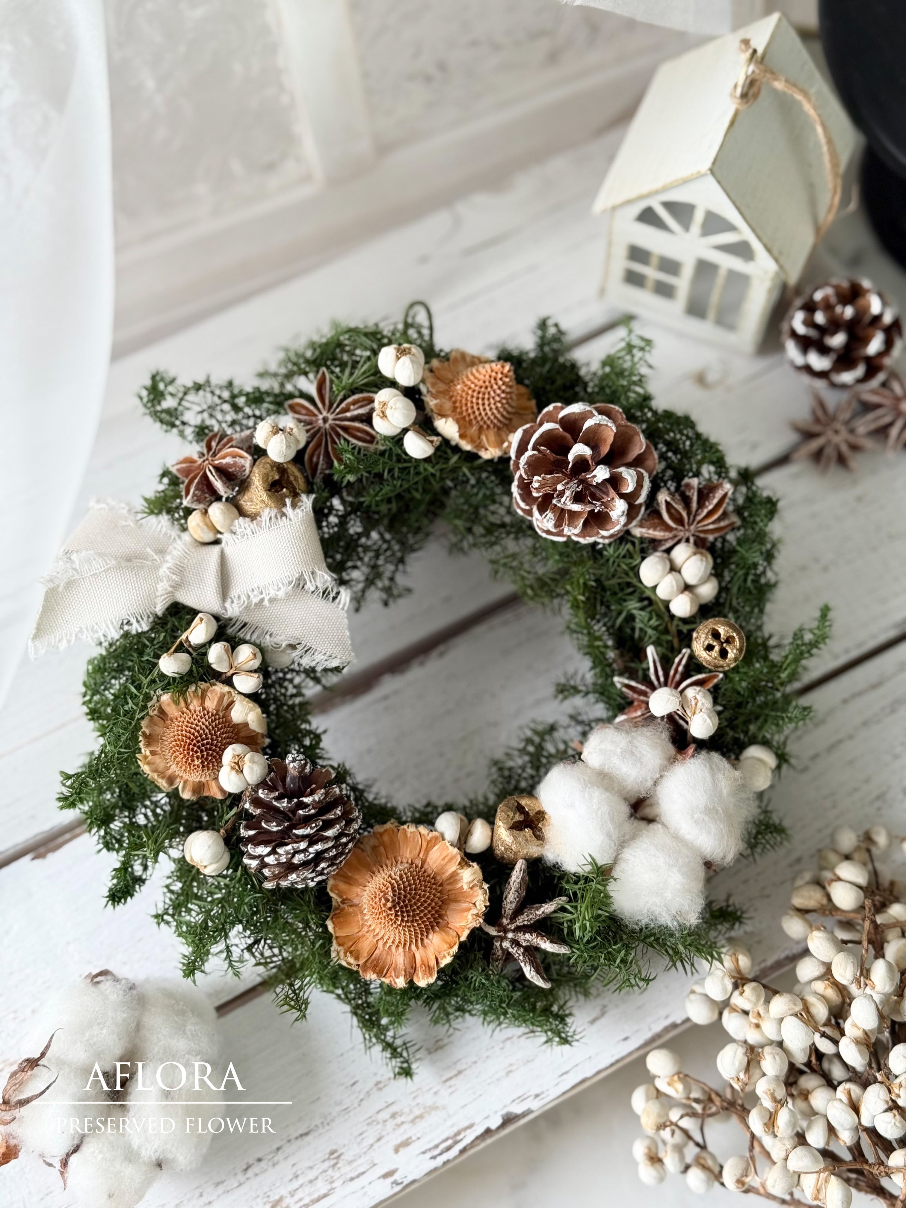 クリスマスリース ナチュラルリース りぼん