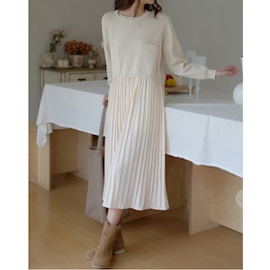 フロントポケットデザインプリーツミドルワンピース(2color) OP2672