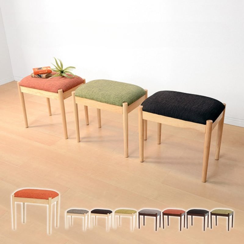 スツール 天然木 ファブリック オットマン キッズチェア 8601