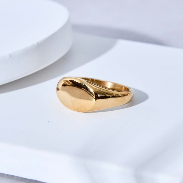316L signet round ring【GOLD】#r91