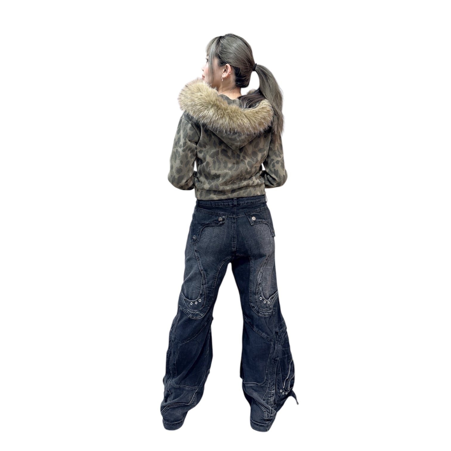 レオパードファーパーカー グランジ Y2K ストリート | 韓国系ユニ