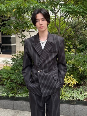 【ALUDE SELECT】tie pin stripe set up