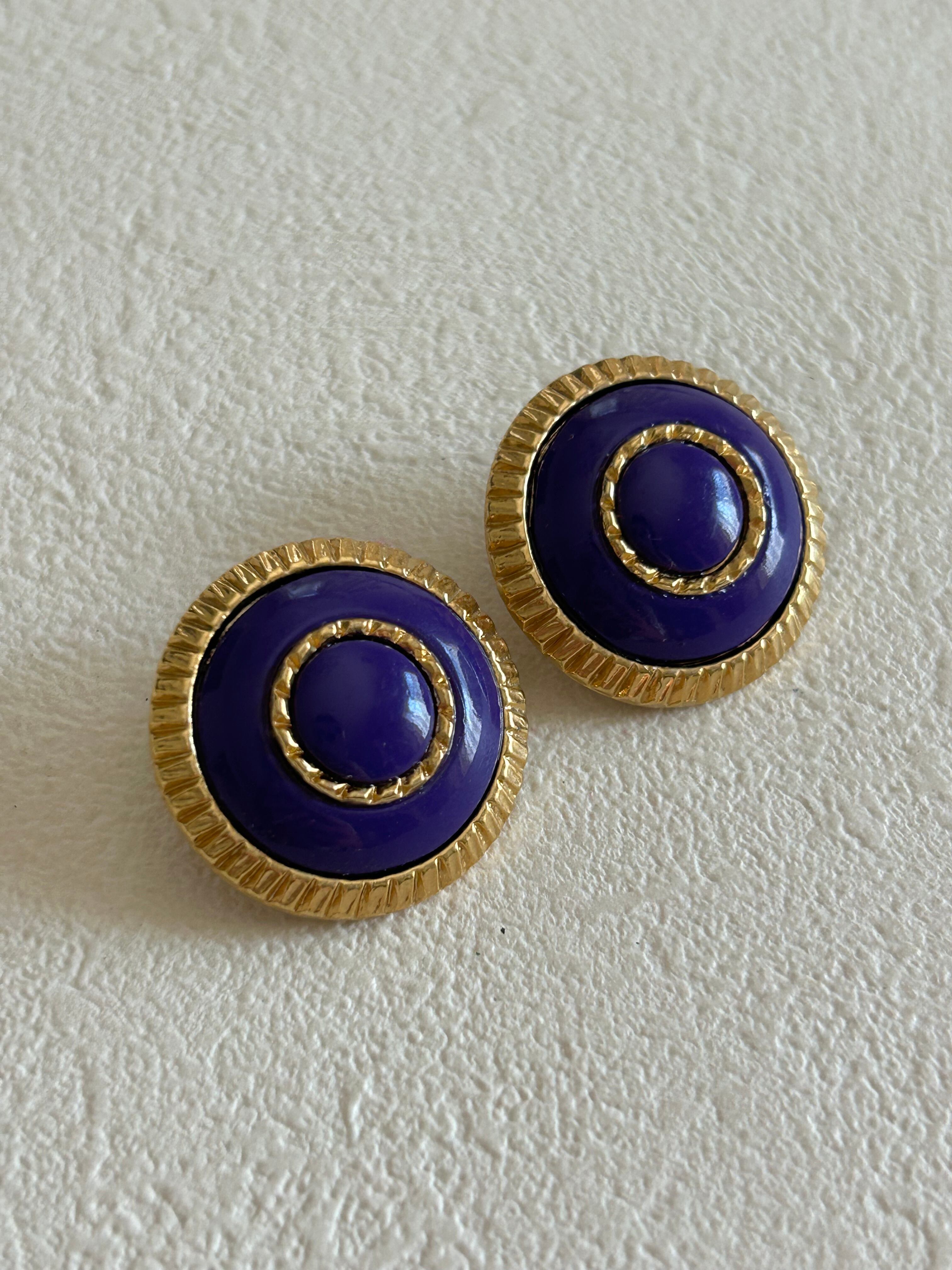 Japanese Vintageボタン メタル デッドストック 24mm パープル×ゴールド ドーム型 アクセサリーパーツ デコレーション材 カルトナージュ