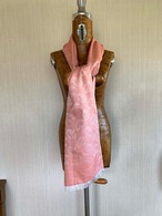 ストール サーモンピンク 　ペイズリー柄　フリンジ付き　未使用品 12acbw23