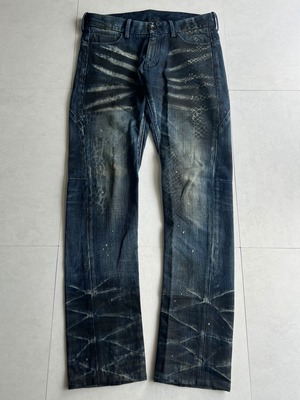 "JOHNNY WOLF" Leopard Wrinkled Denim