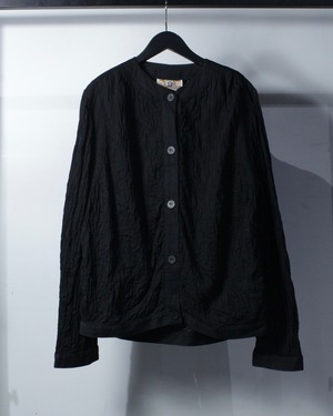 【Caka BLACK】80's“BIS BIS”Shrink Design Vintage Loose No Collar Shirt Jacket