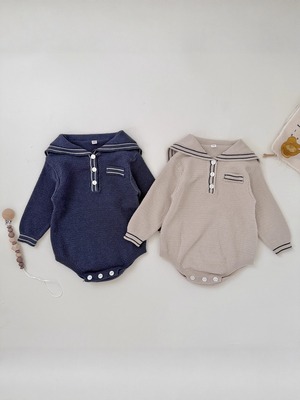 【予約商品】[73-90cm] sailor knit rompers 2col