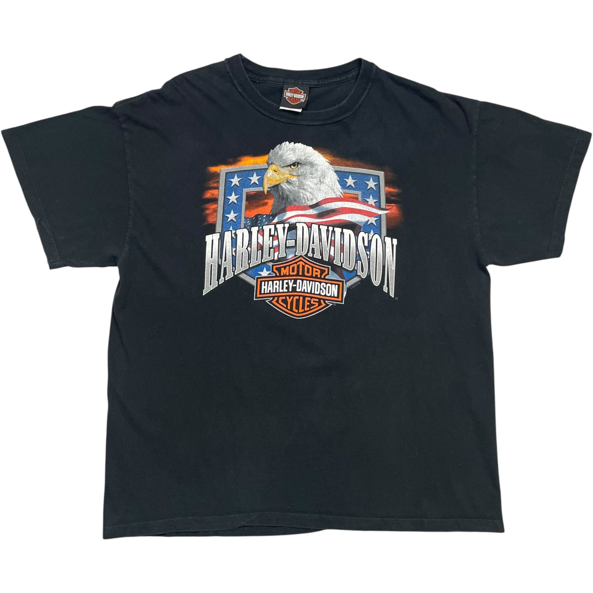 《XL》Harley-Davidson ハーレーダビッドソン Tシャツ 両面プリント イーグル ブラック USA製 no.10556