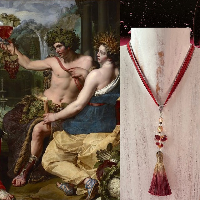 ボルドーハートネックレス