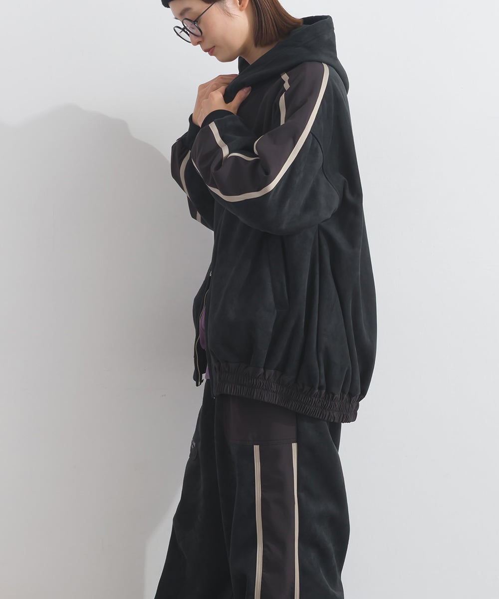 K54017 フェイクスエードZIPパーカー / Faux Suede Zip Hoodie | meme