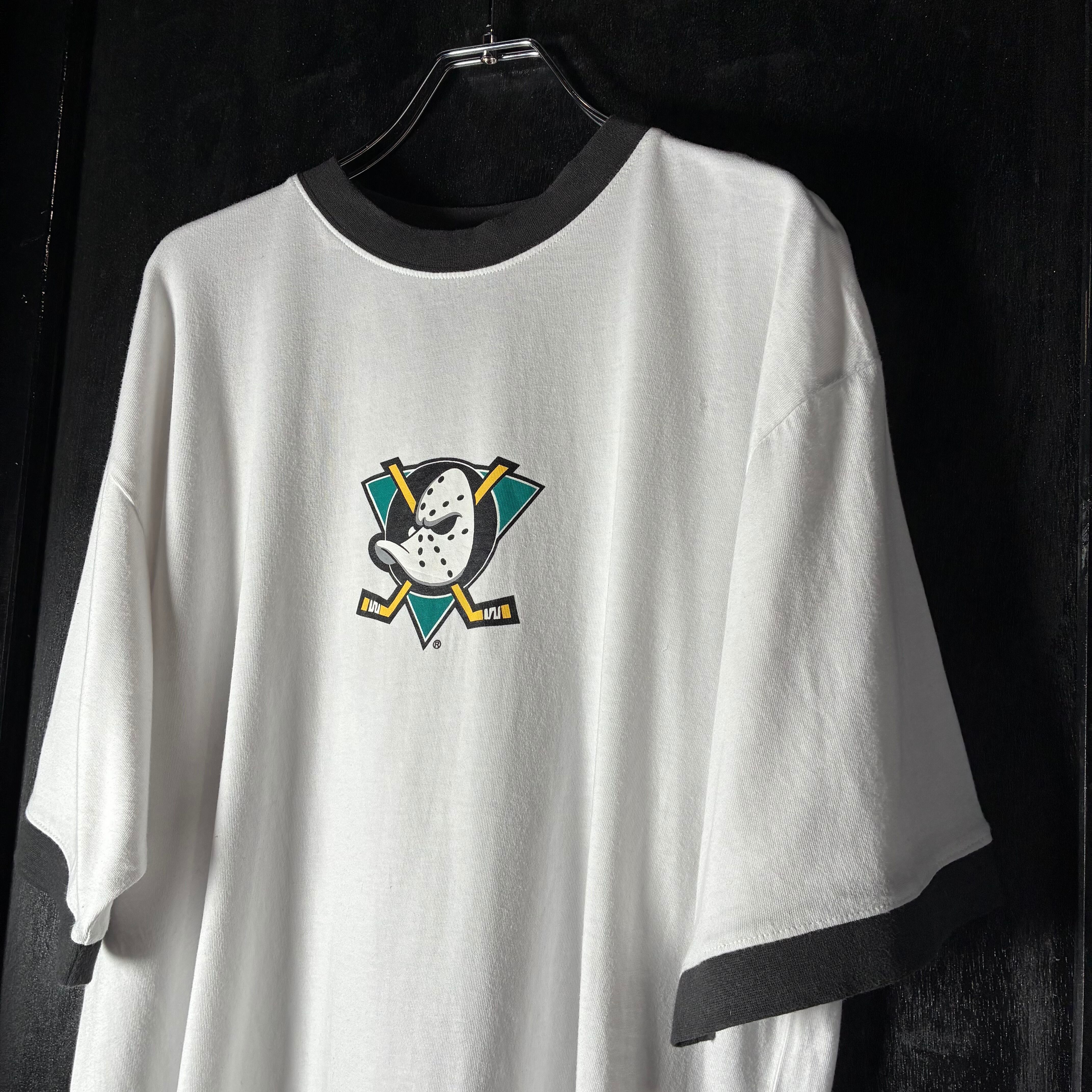 NHL Ducks リンガーTシャツ マイティダックス ホッケー 白黒 | 古着屋